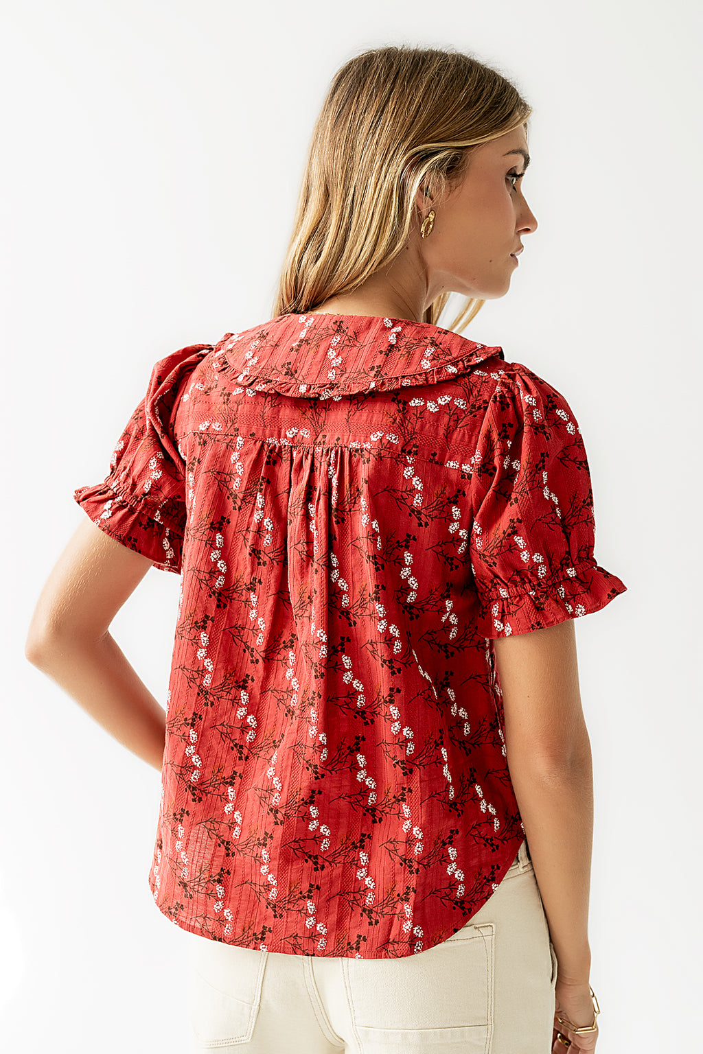 Nelly Floral Blouse in Red