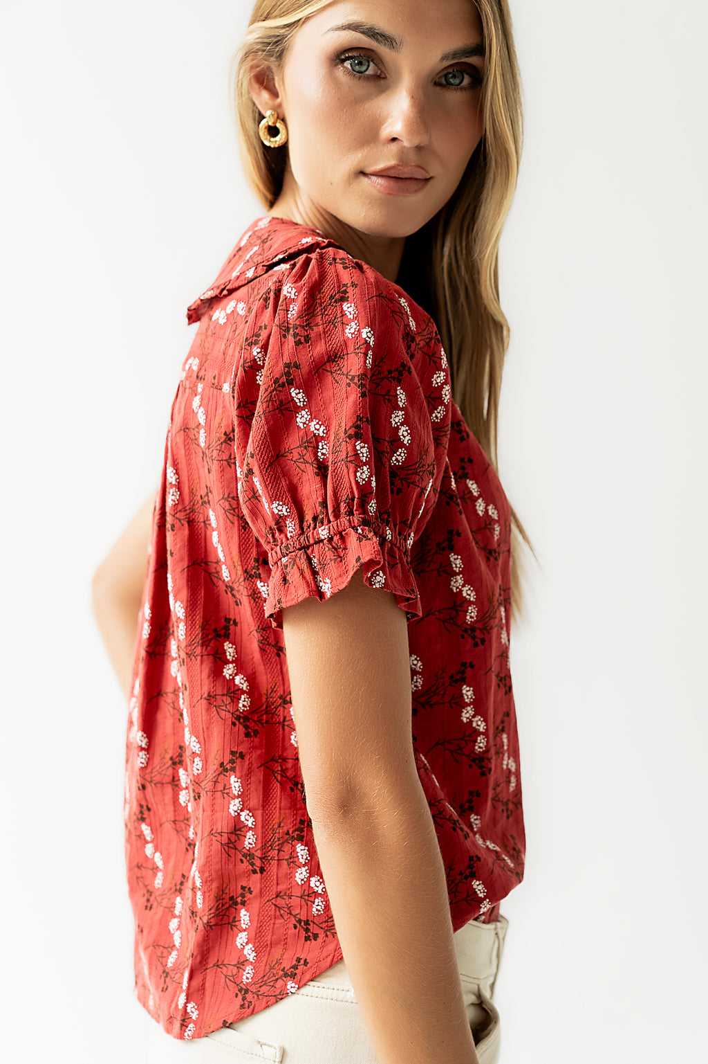 Nelly Floral Blouse in Red