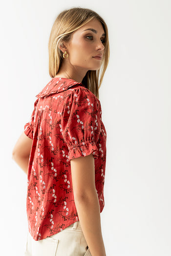 Nelly Floral Blouse in Red