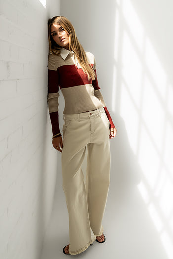 Wrenley Striped Sweater in Rust