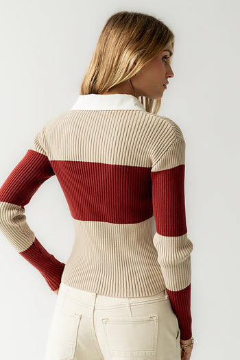 Wrenley Striped Sweater in Rust