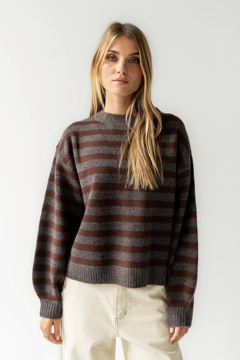 Josey Oversized Sweater in Red-Brown
