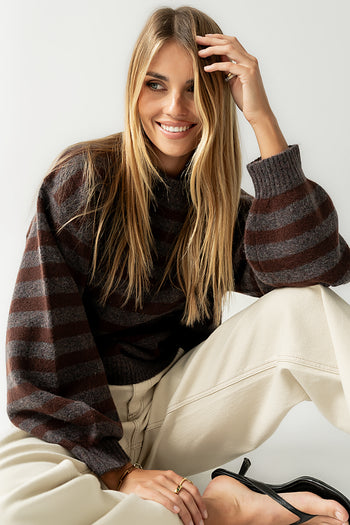 Josey Oversized Sweater in Red-Brown