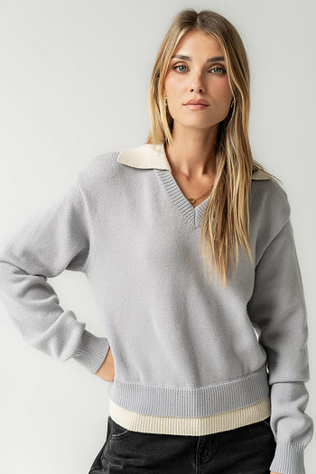 Pattie Collared Sweater in Blue
