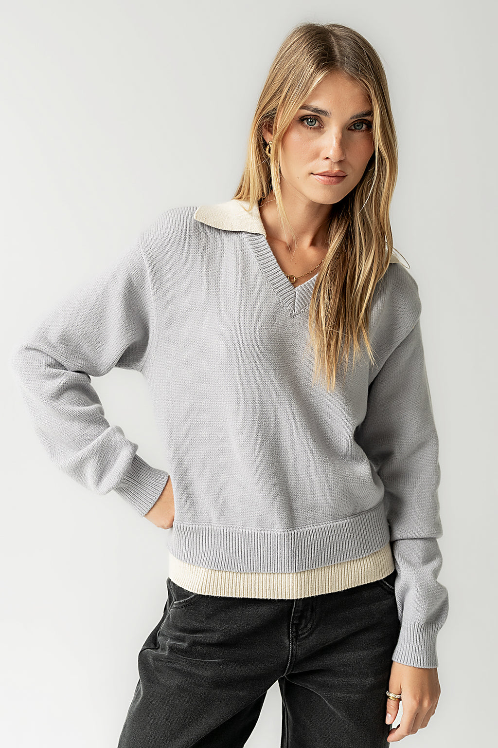 Pattie Collared Sweater in Blue