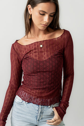 Rachel Lace Top in Burgundy - FINAL SALE