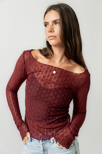 Rachel Lace Top in Burgundy - FINAL SALE