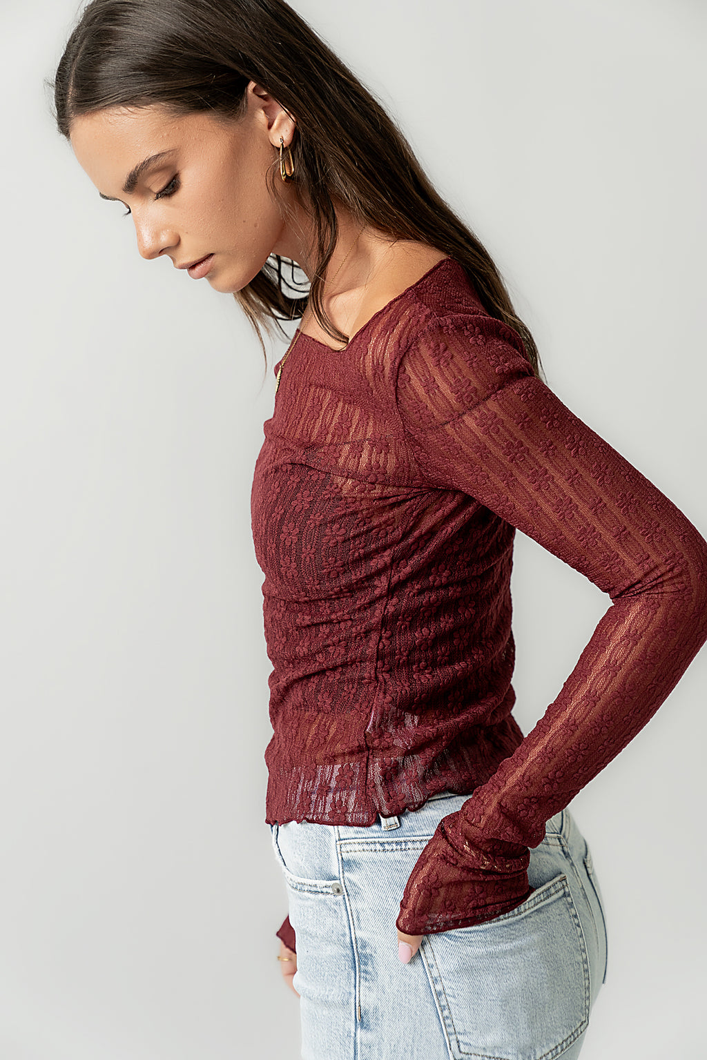 Rachel Lace Top in Burgundy - FINAL SALE