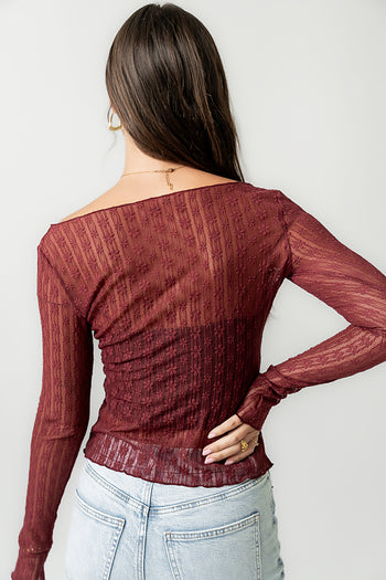 Rachel Lace Top in Burgundy - FINAL SALE