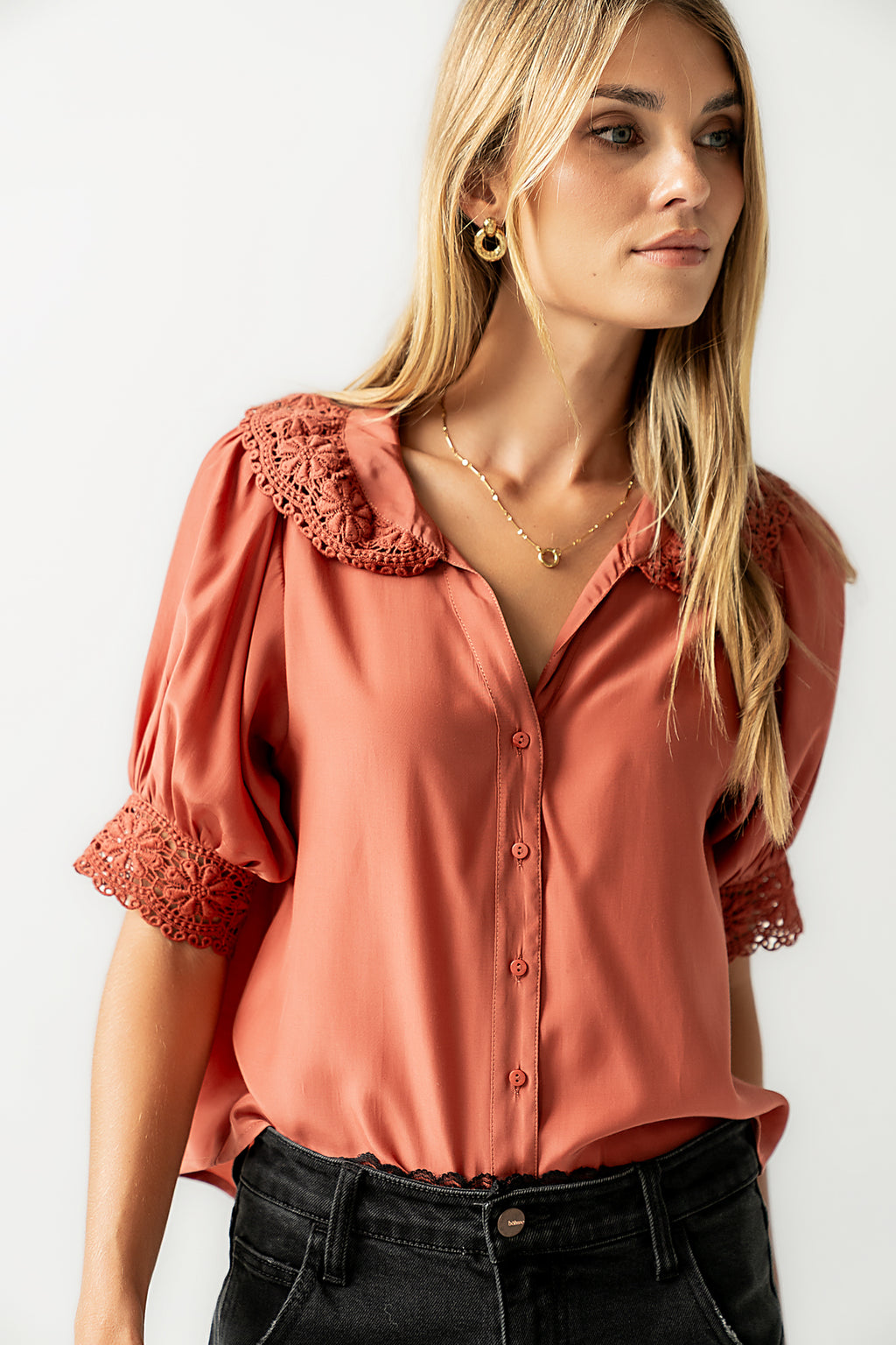 Zayne Button Up in Clay - FINAL SALE