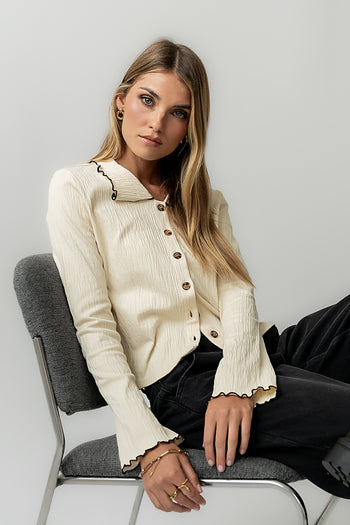 Jazmine Contrast Top in Cream - FINAL SALE