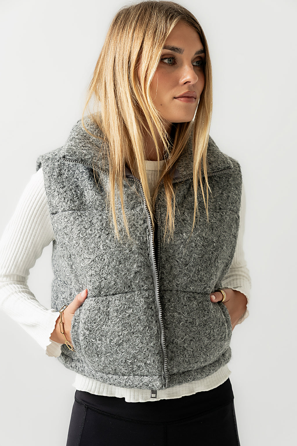 Nolan Puffer Vest in Grey - FINAL SALE