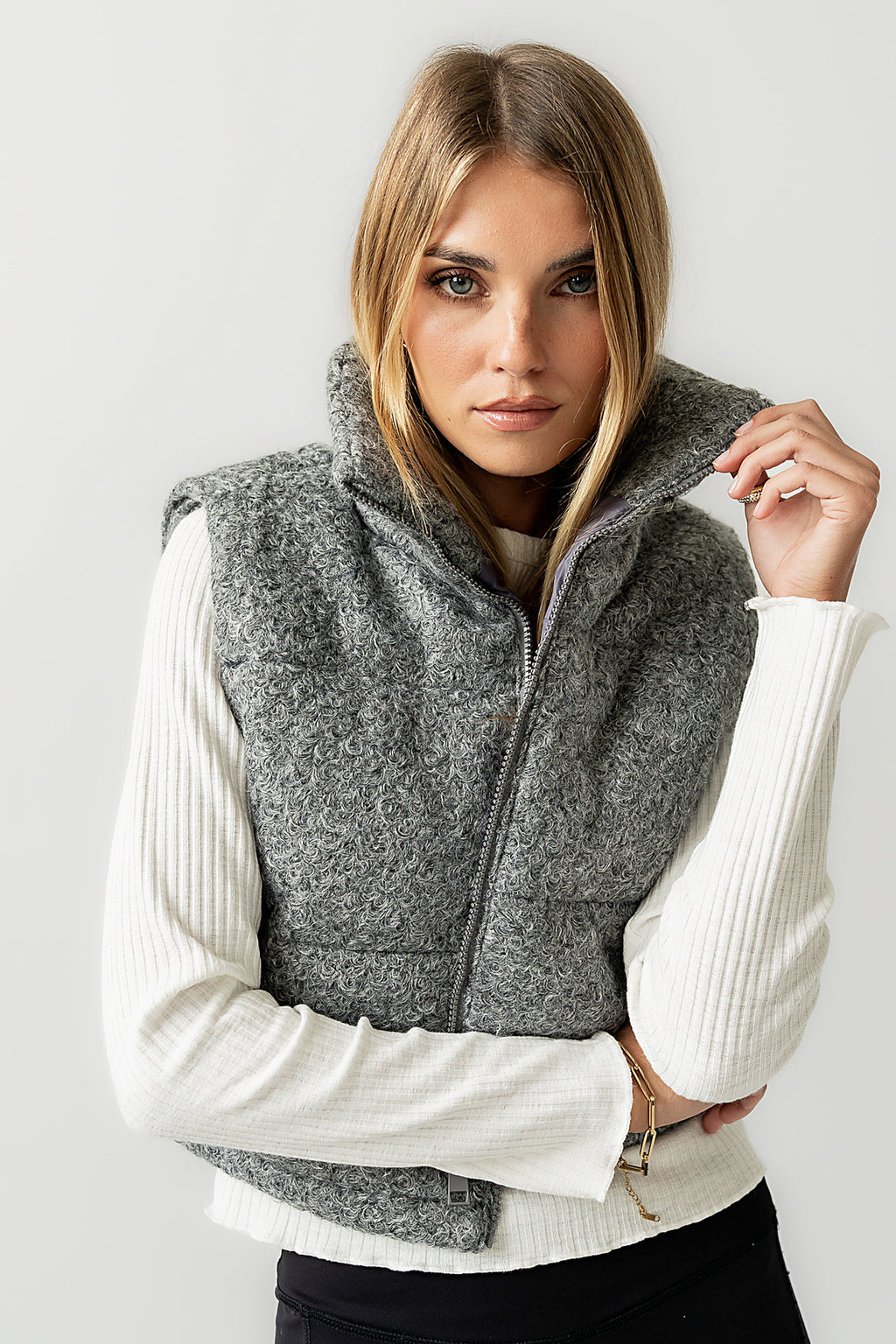 Nolan Puffer Vest in Grey - FINAL SALE
