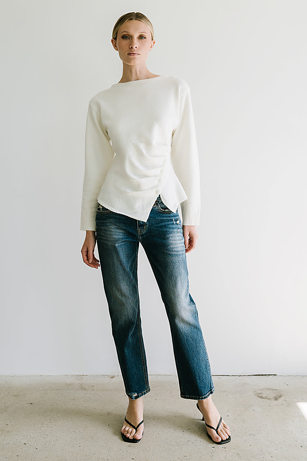Jerzey Asymmetrical Sweater in Ivory - FINAL SALE
