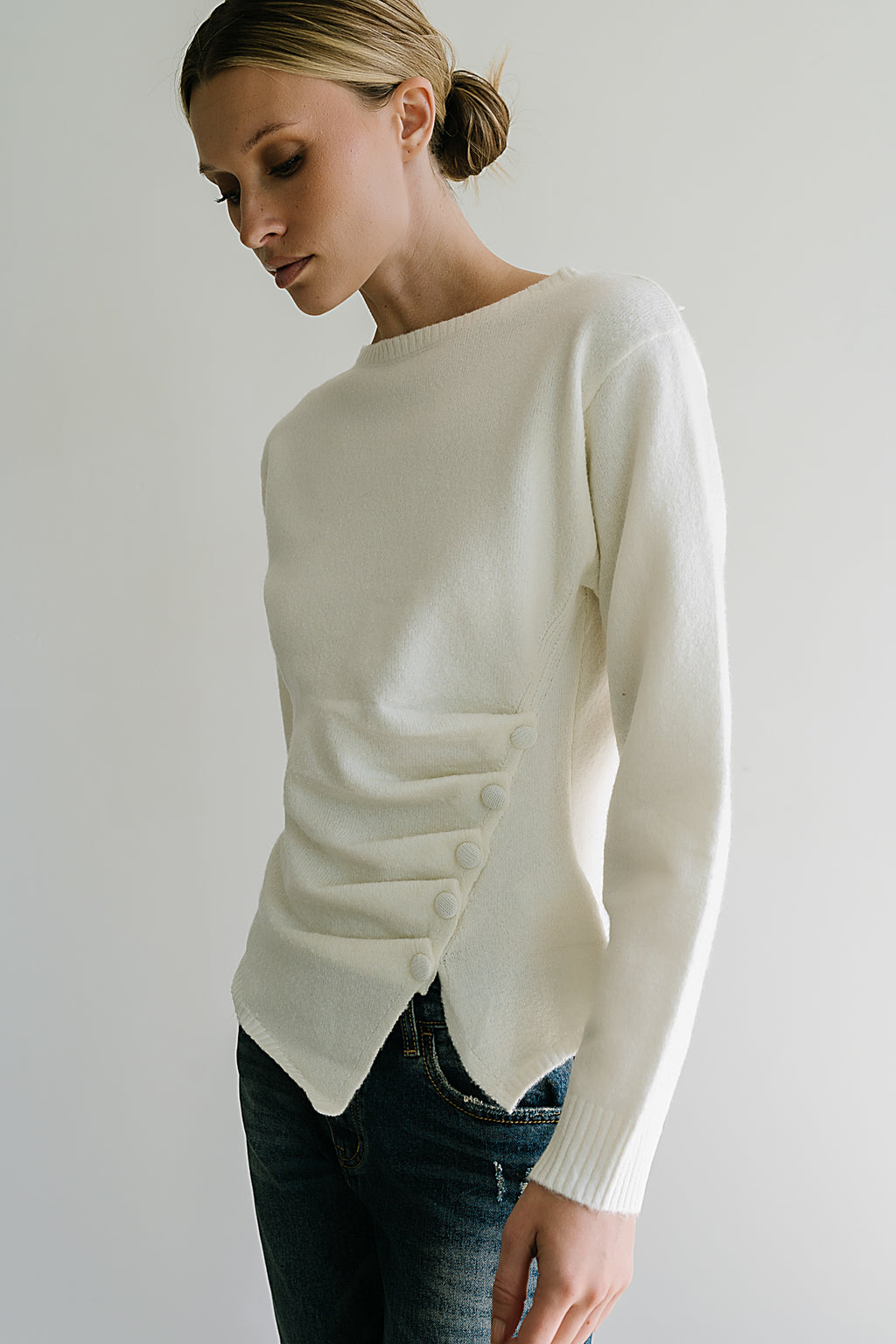 Jerzey Asymmetrical Sweater in Ivory - FINAL SALE