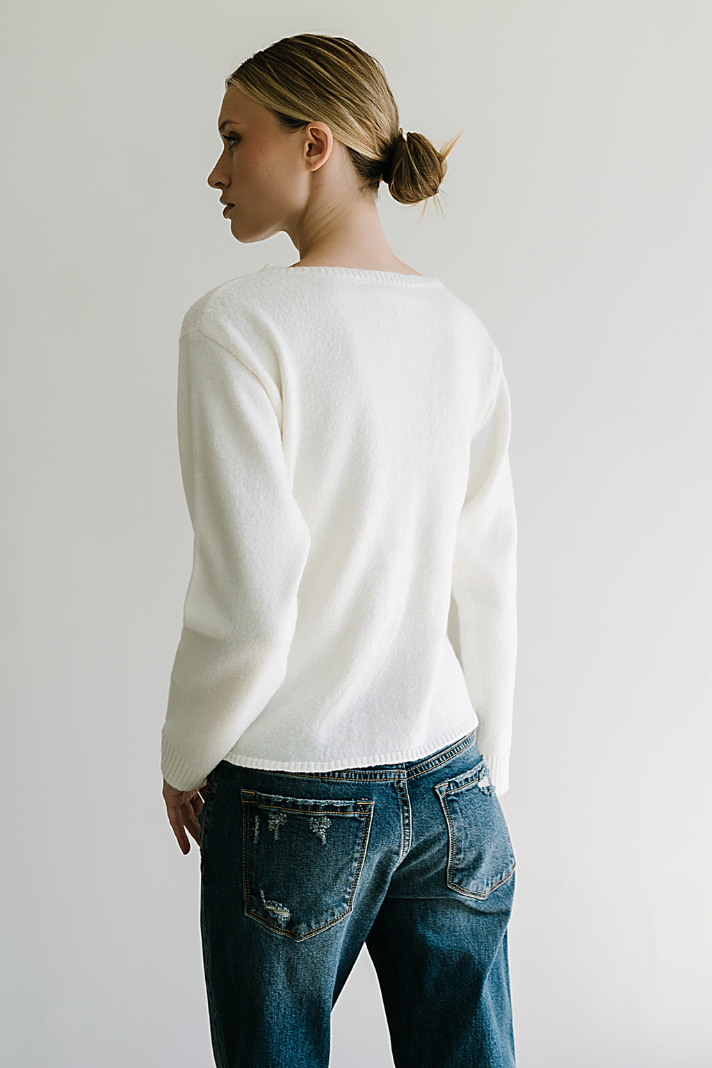 Jerzey Asymmetrical Sweater in Ivory - FINAL SALE