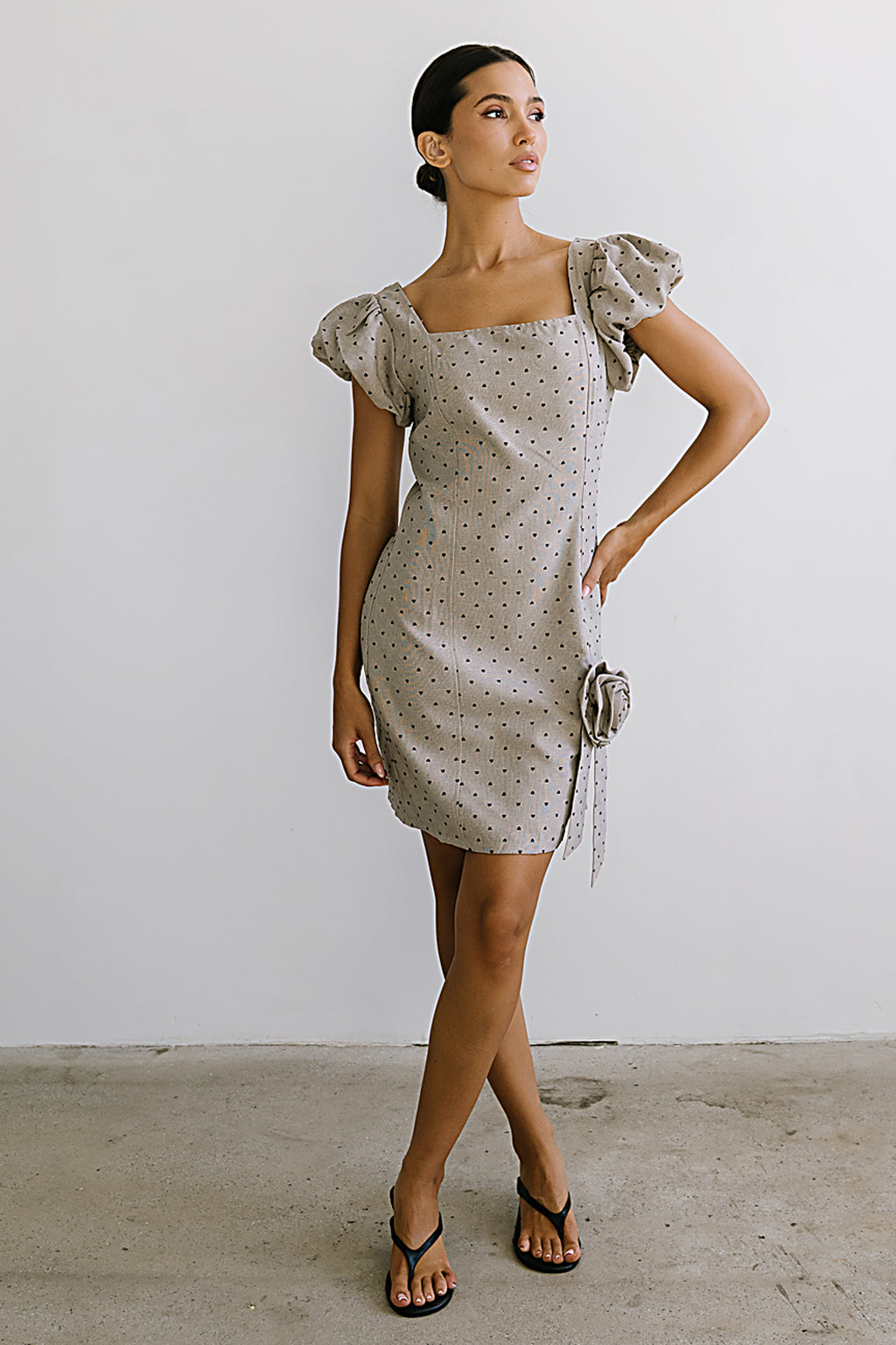 Joana Mini Dress in Taupe