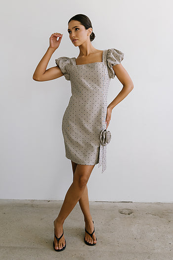 Joana Mini Dress in Taupe