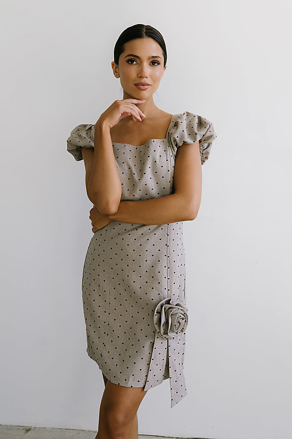 Joana Mini Dress in Taupe