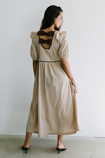 Berlin Corduroy Baby Doll Midi Dress in Taupe - FINAL SALE