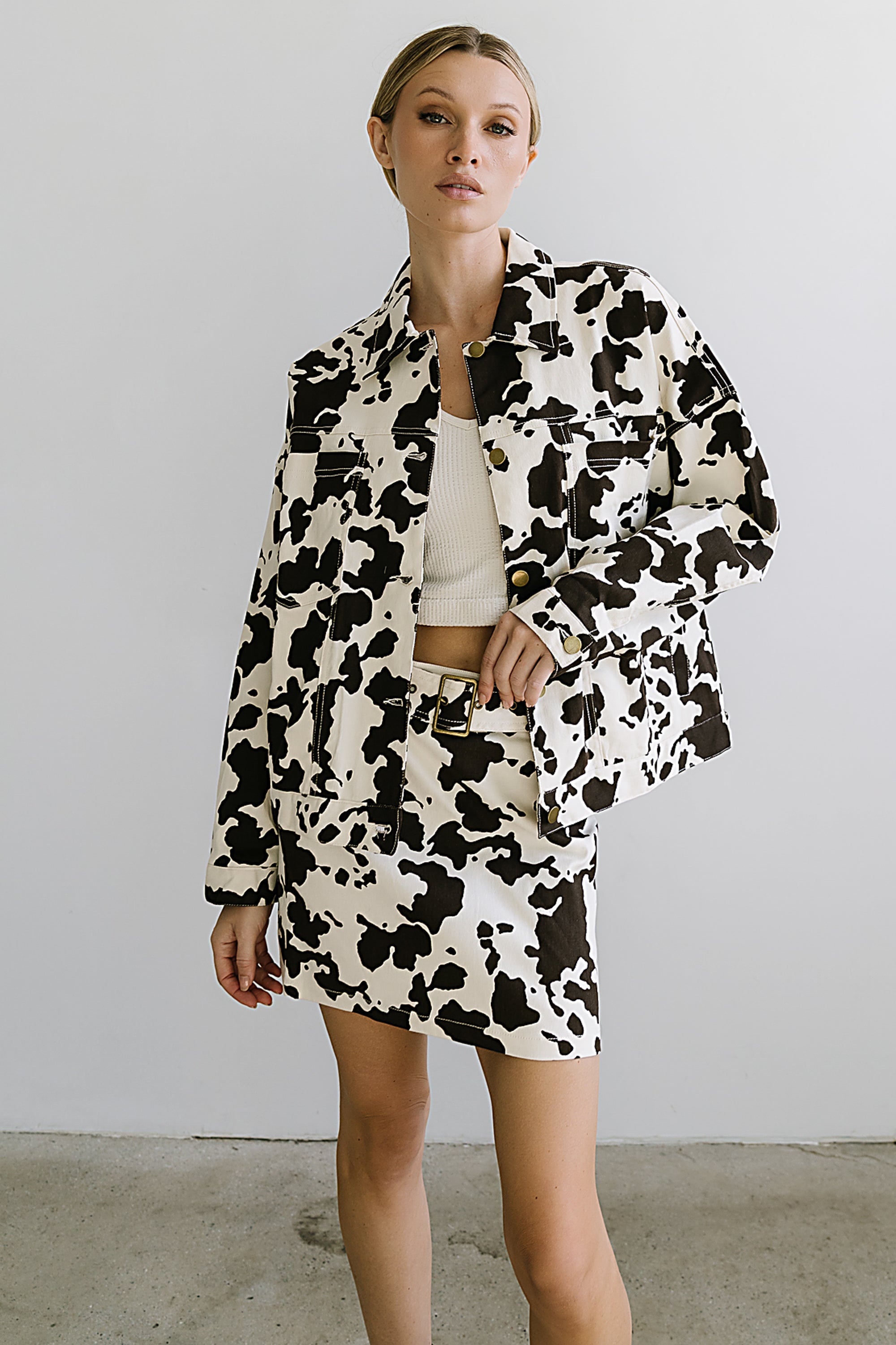 Tasha Cow Print Mini Skirt - FINAL SALE