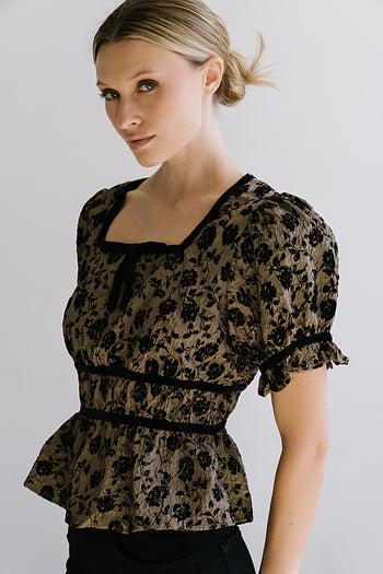 Tallie Floral Blouse in Mocha - FINAL SALE