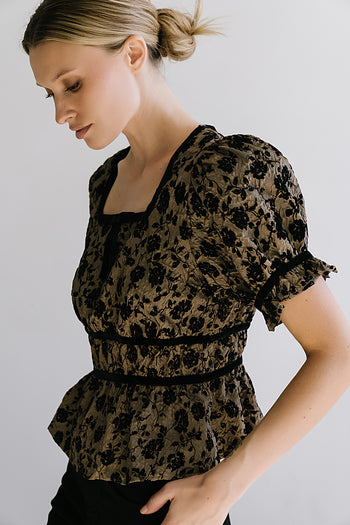 Tallie Floral Blouse in Mocha - FINAL SALE