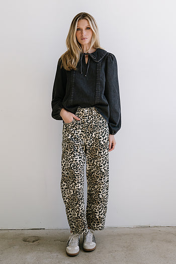 Monique Pleated Blouse in Black