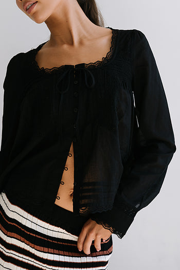 Taylor Sheer Blouse in Black