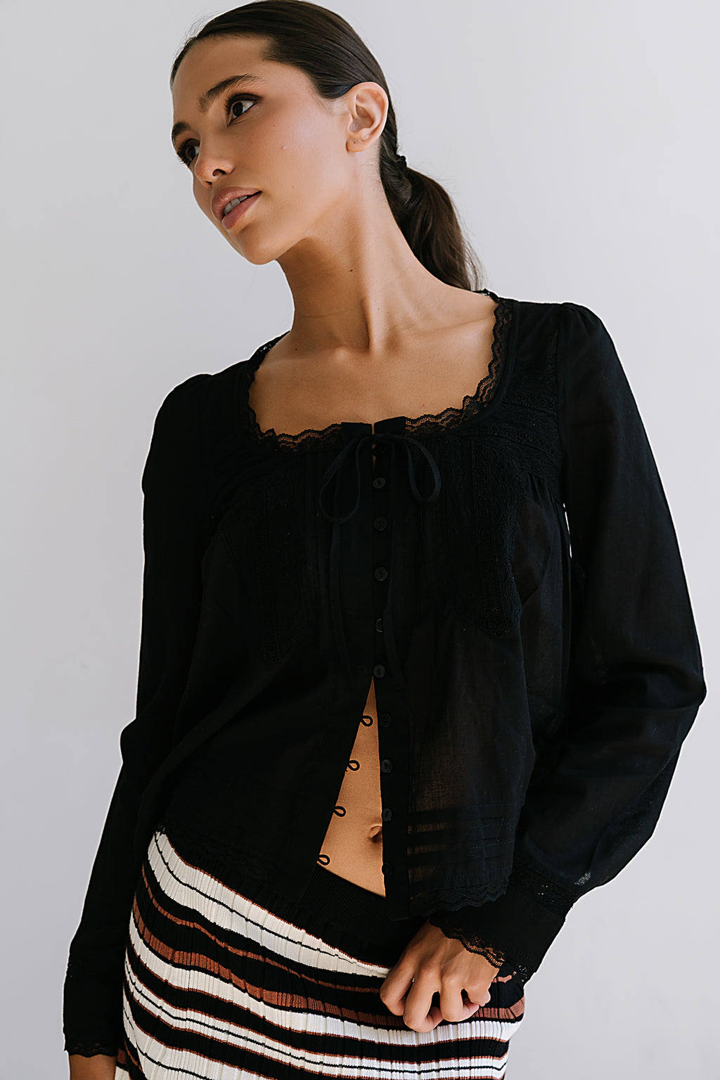 Taylor Sheer Blouse in Black