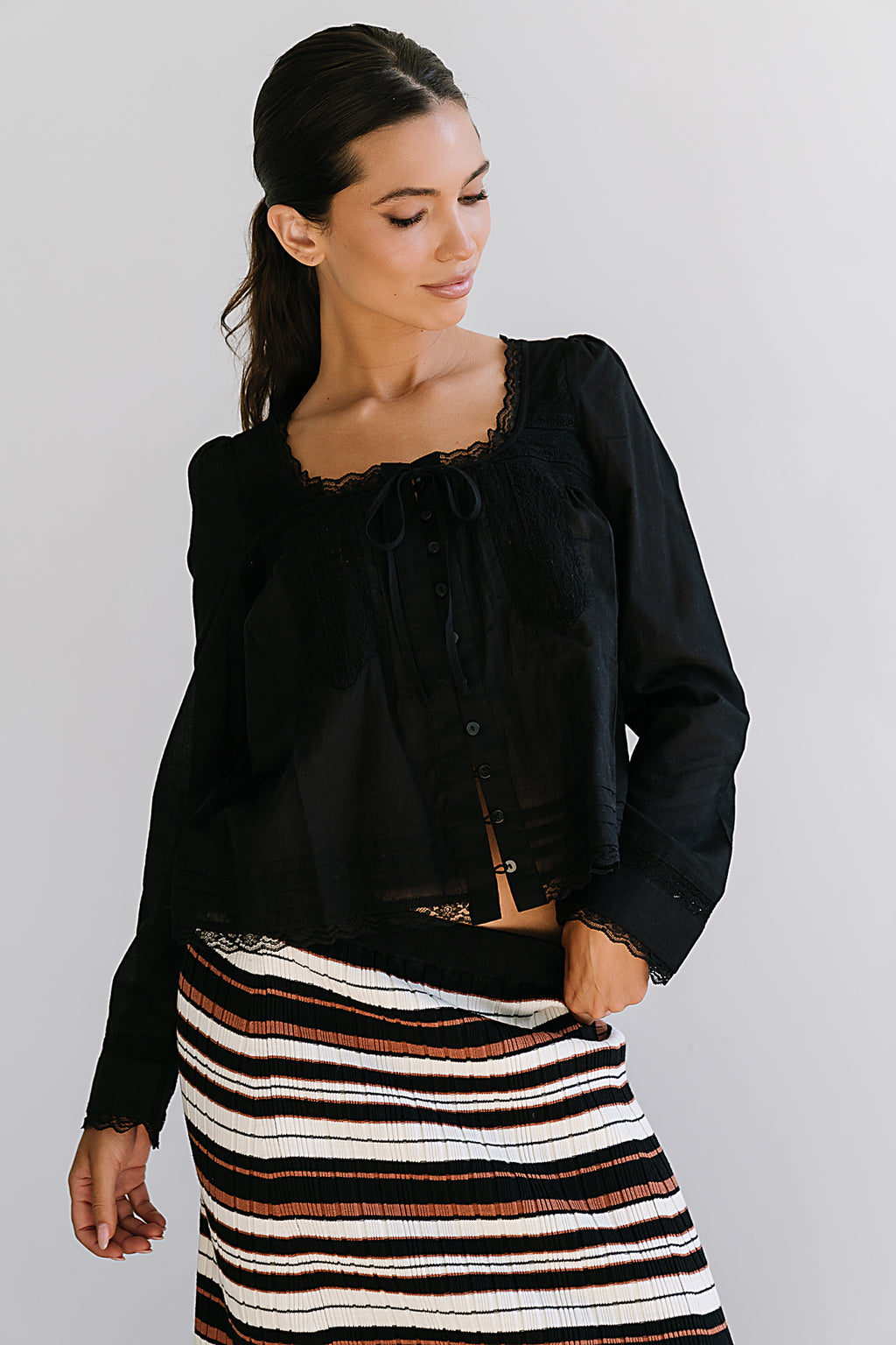 Taylor Sheer Blouse in Black