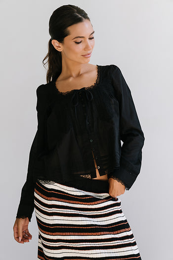 Taylor Sheer Blouse in Black