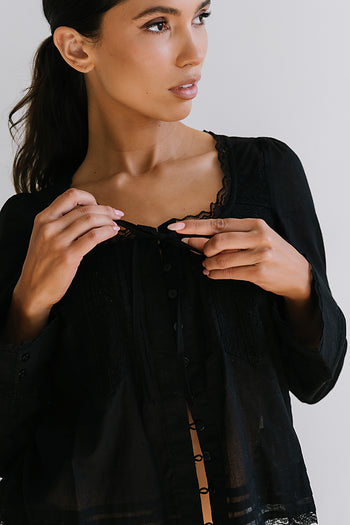 Taylor Sheer Blouse in Black