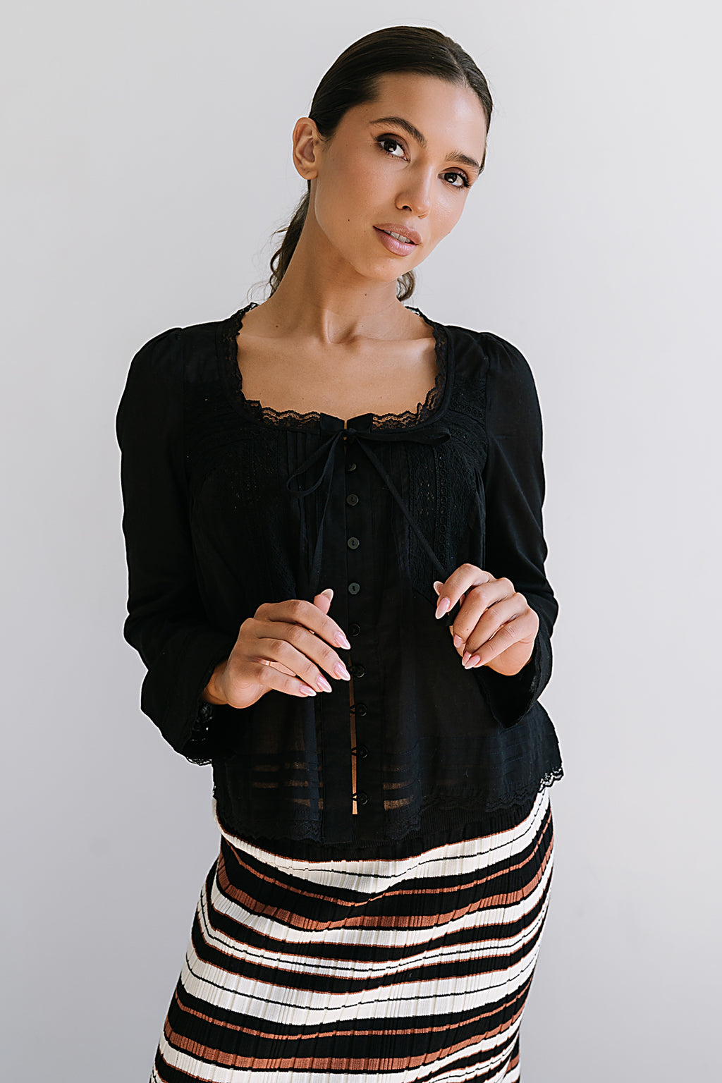 Taylor Sheer Blouse in Black