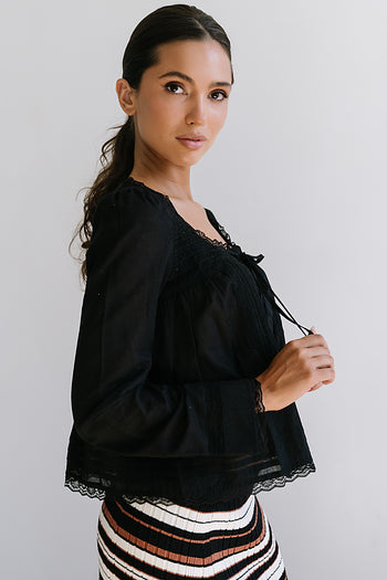 Taylor Sheer Blouse in Black