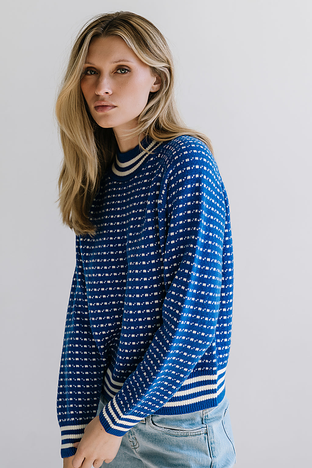 Monroe Knit Sweater in Blue - FINAL SALE