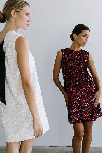 Bessie Sequin Mini Dress in Burgundy
