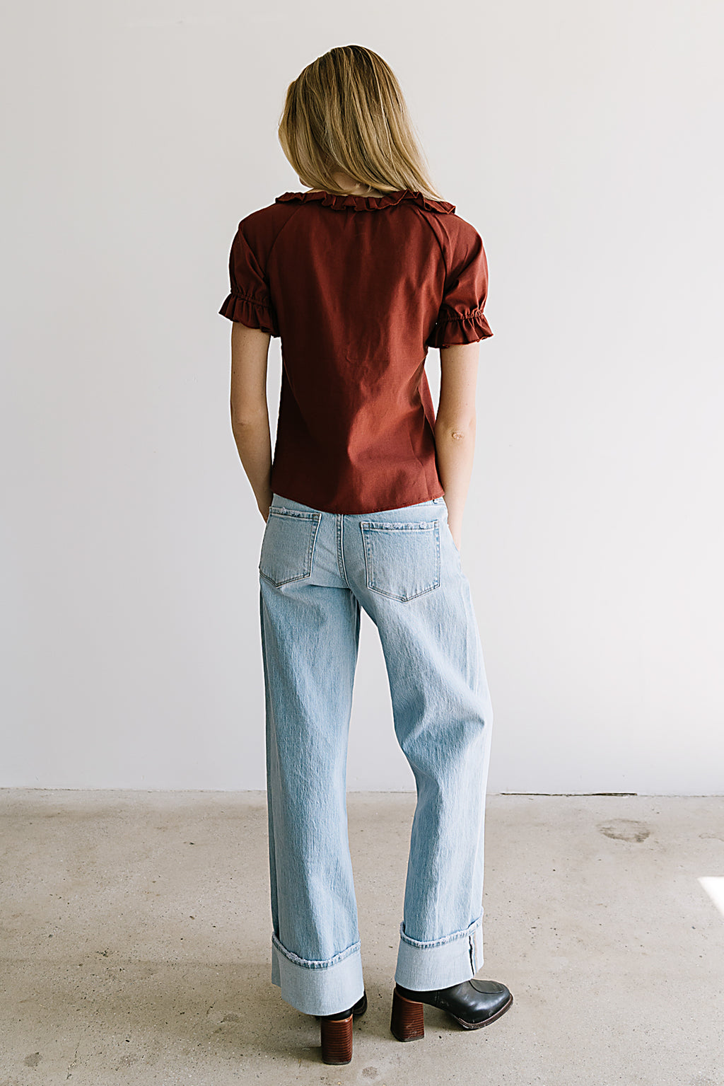 Connie Ruffle Blouse in Rust - FINAL SALE