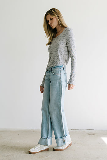 Mylo Floral Top in Heather Grey - FINAL SALE