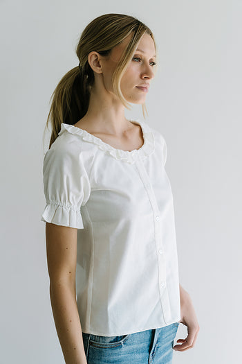 Connie Ruffle Blouse in Cream - FINAL SALE