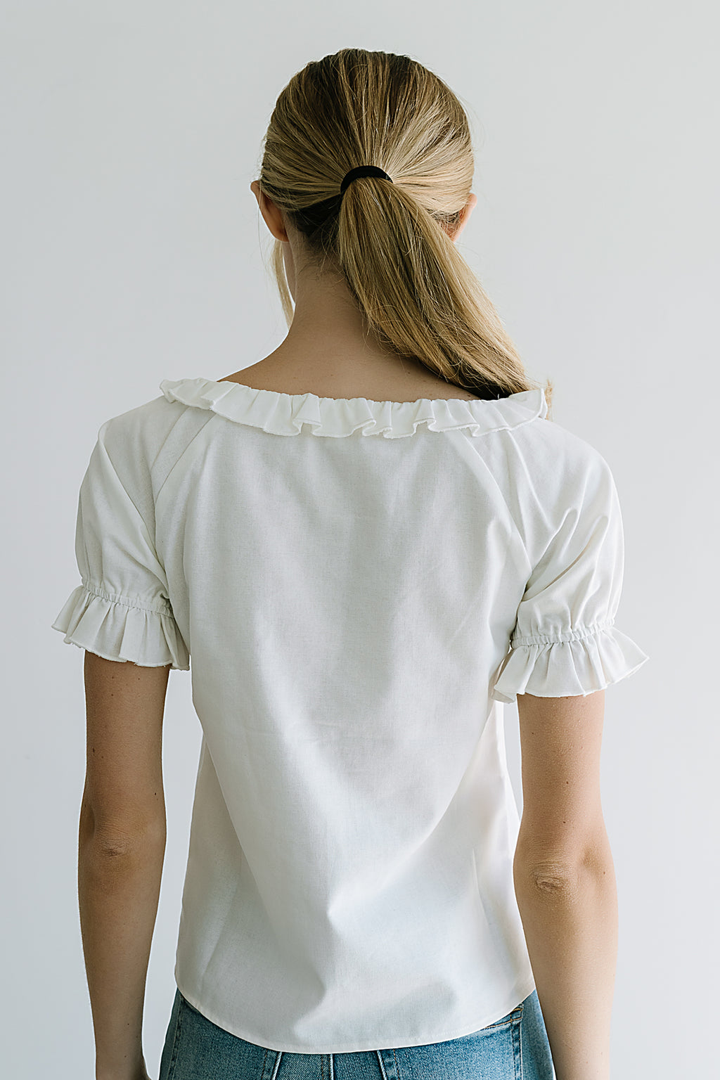 Connie Ruffle Blouse in Cream - FINAL SALE