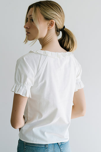 Connie Ruffle Blouse in Cream - FINAL SALE