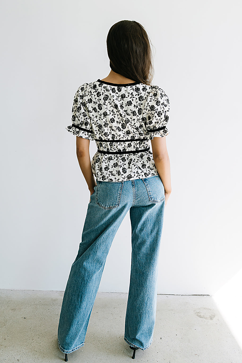Tallie Floral Blouse in Cream - FINAL SALE