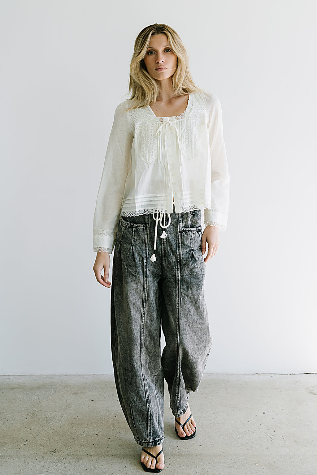 Taylor Sheer Blouse in Ivory - FINAL SALE