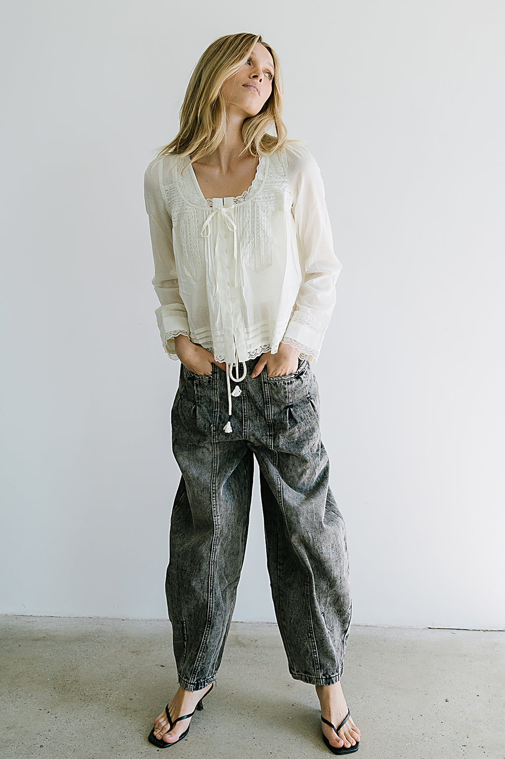 Taylor Sheer Blouse in Ivory - FINAL SALE