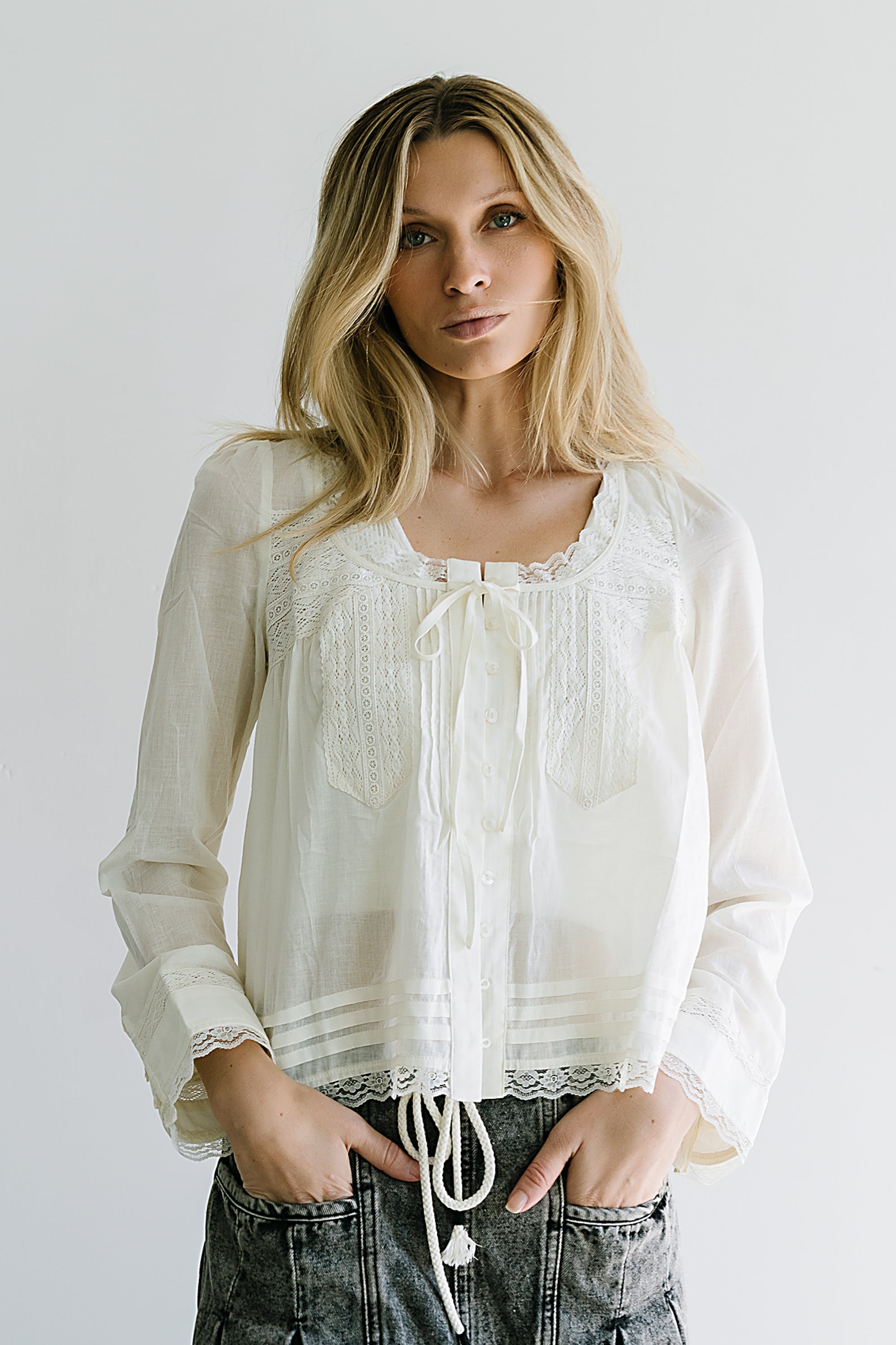 Taylor Sheer Blouse in Ivory