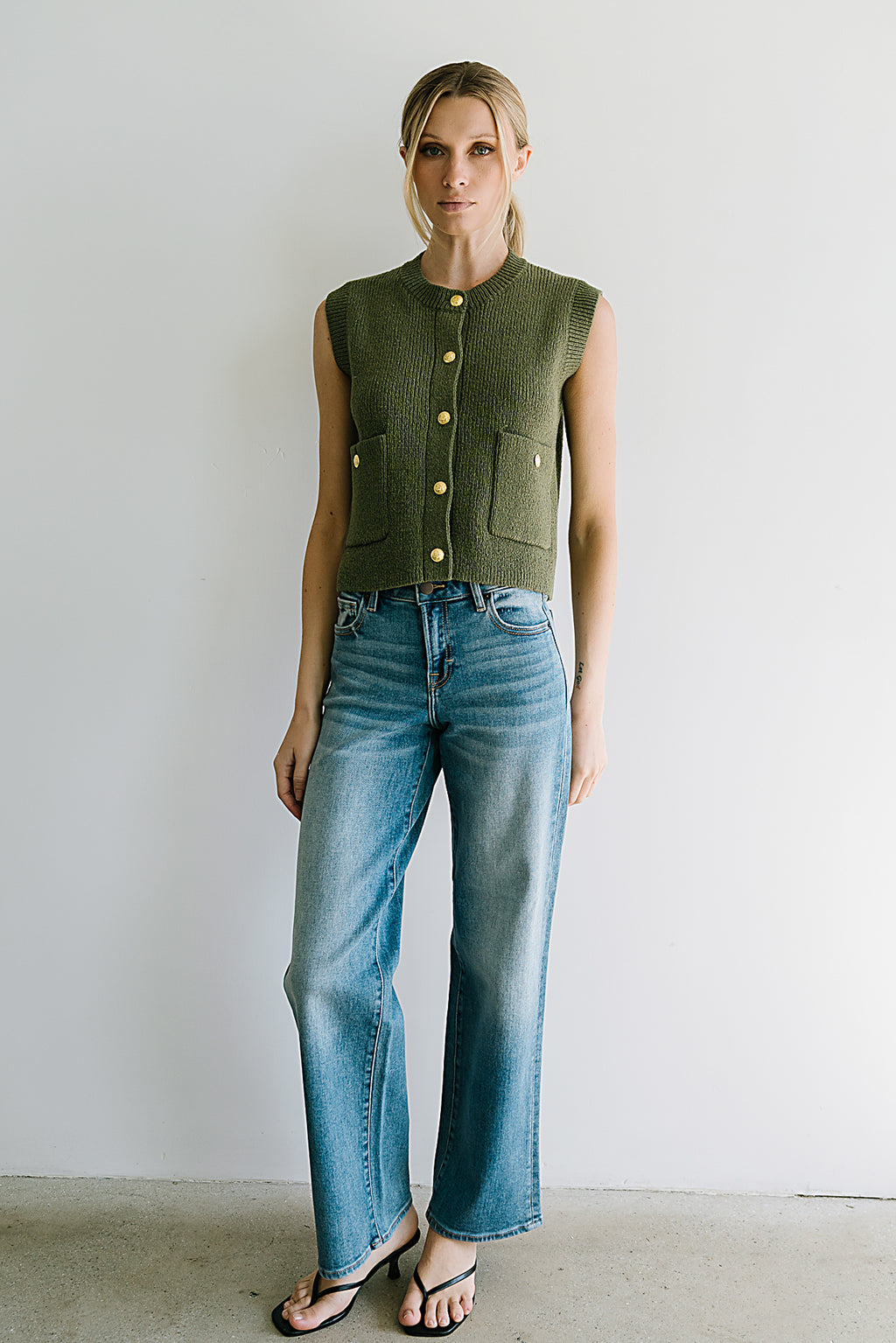 Brooks Knit Vest in Olive - FINAL SALE