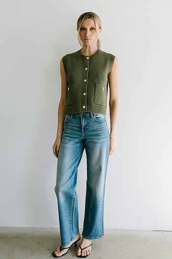Brooks Knit Vest in Olive - FINAL SALE