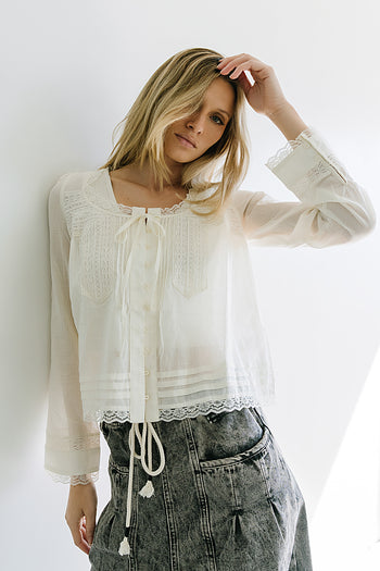 Taylor Sheer Blouse in Ivory - FINAL SALE