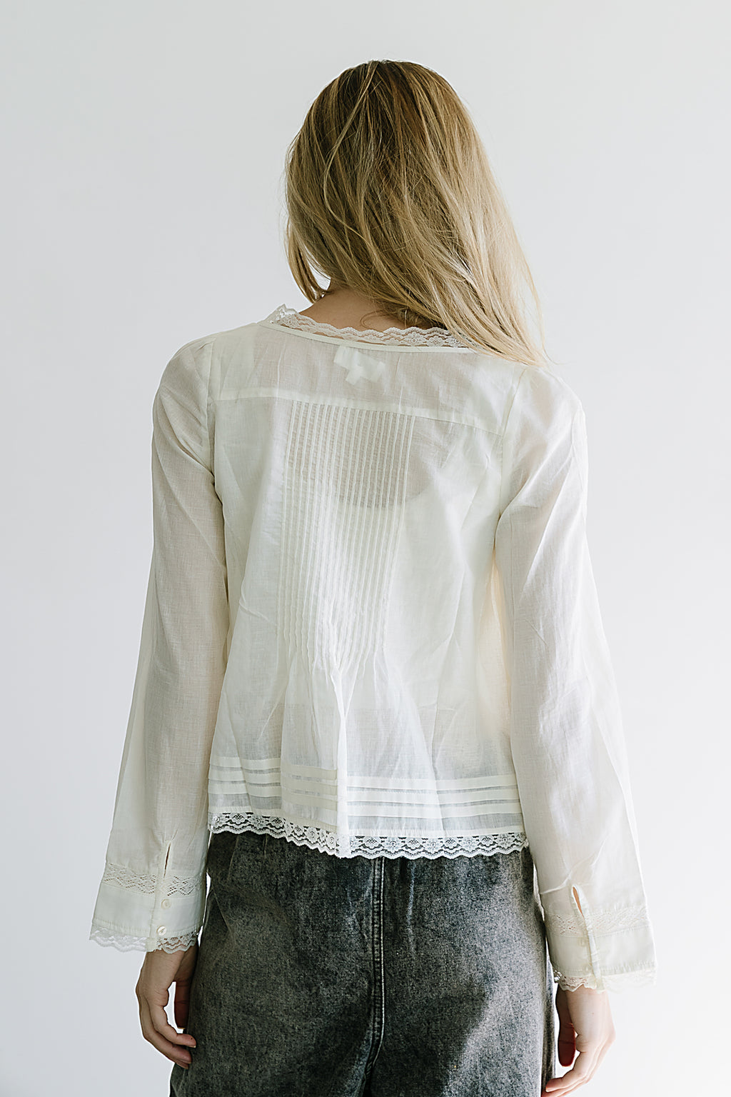 Taylor Sheer Blouse in Ivory - FINAL SALE